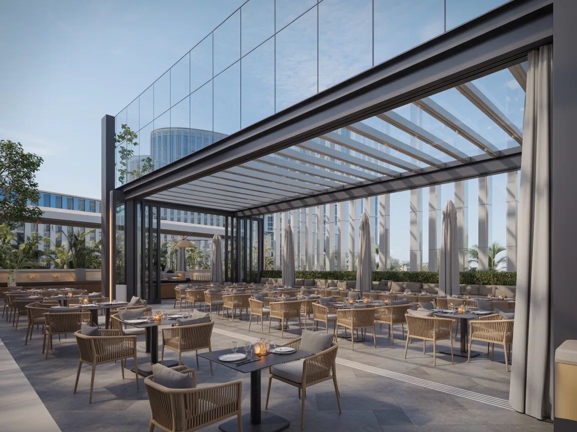 Motorlu Giyotin — Restoran cephesi, geniş açıklık